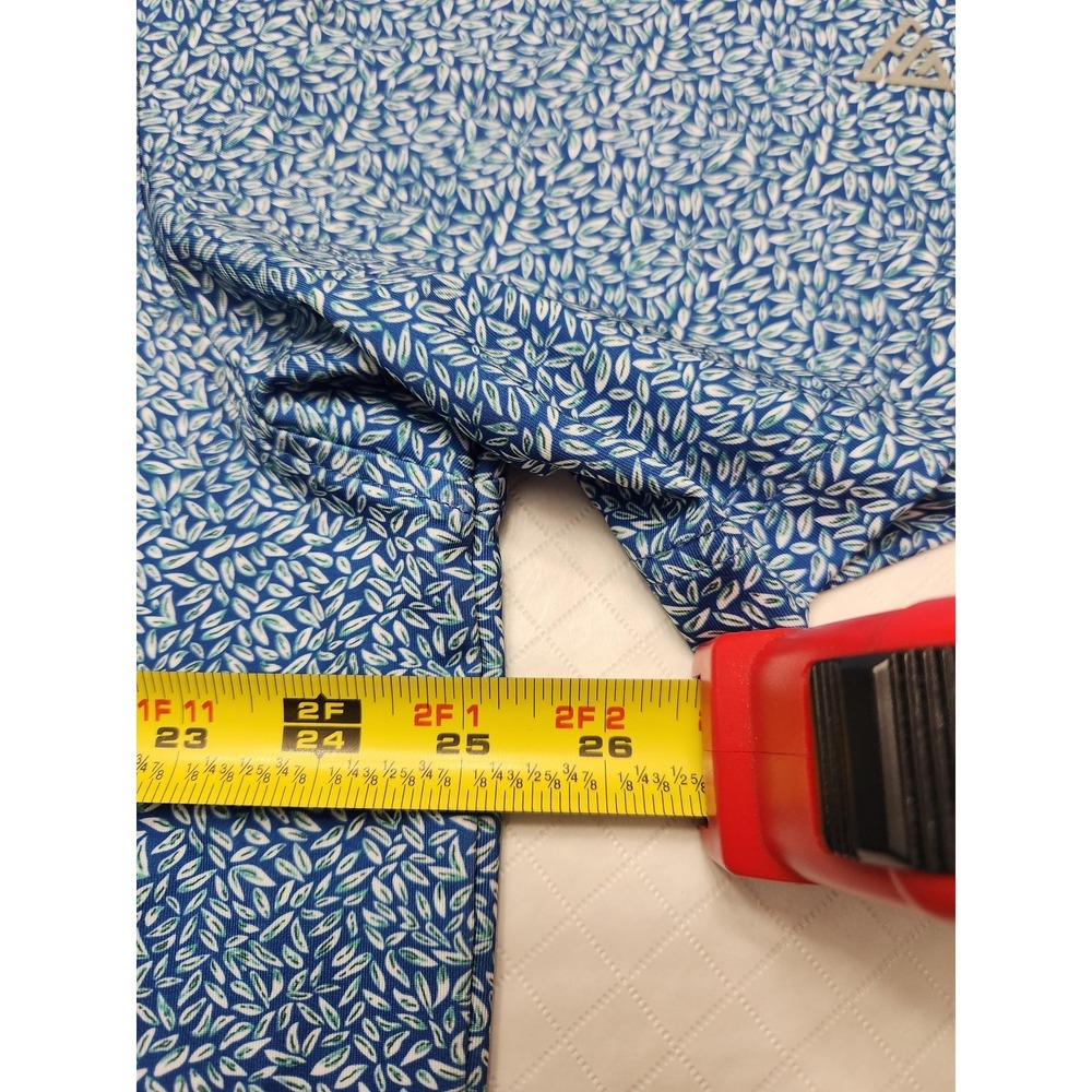 Maelreg Polo Shirt Mens 2XL Blue Leaf Print Golf Performance Stretch Lightweight - Picture 7 of 9